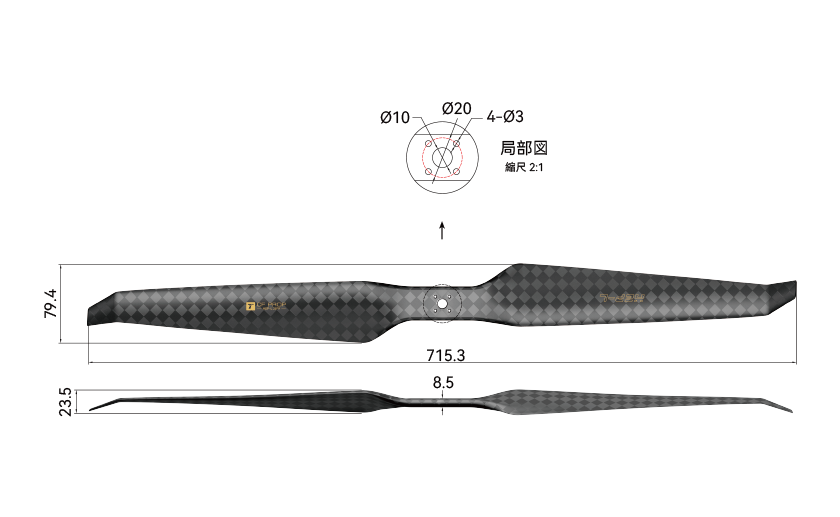 HEP-L 28 Inch Propeller Engineering Drawing (Japanese Version).png